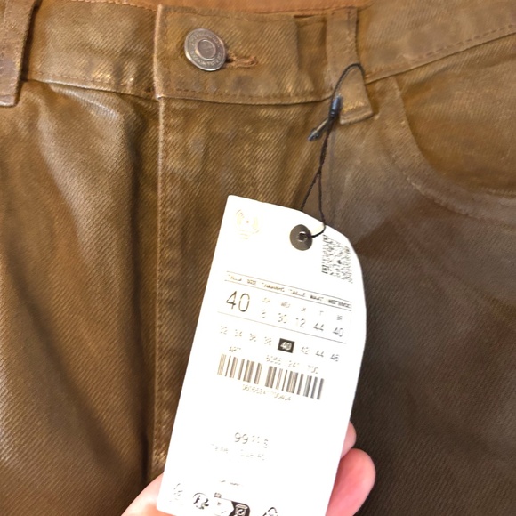 Zara chocolate brown relaxed mid waist waxed jeans NWT - Picture 5 of 12